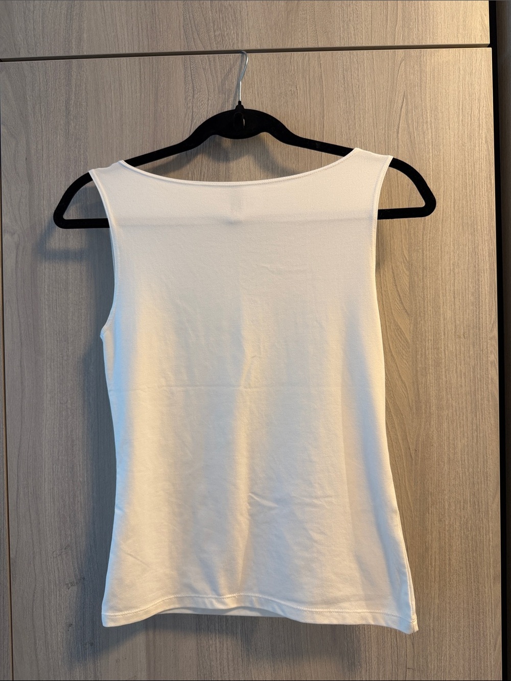 Boatneck White Sleeveless Tank Top